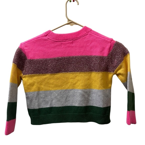 Boden Kids Striped Sweatshirt in Pink, Yellow, and Green - Picture 3 of 3